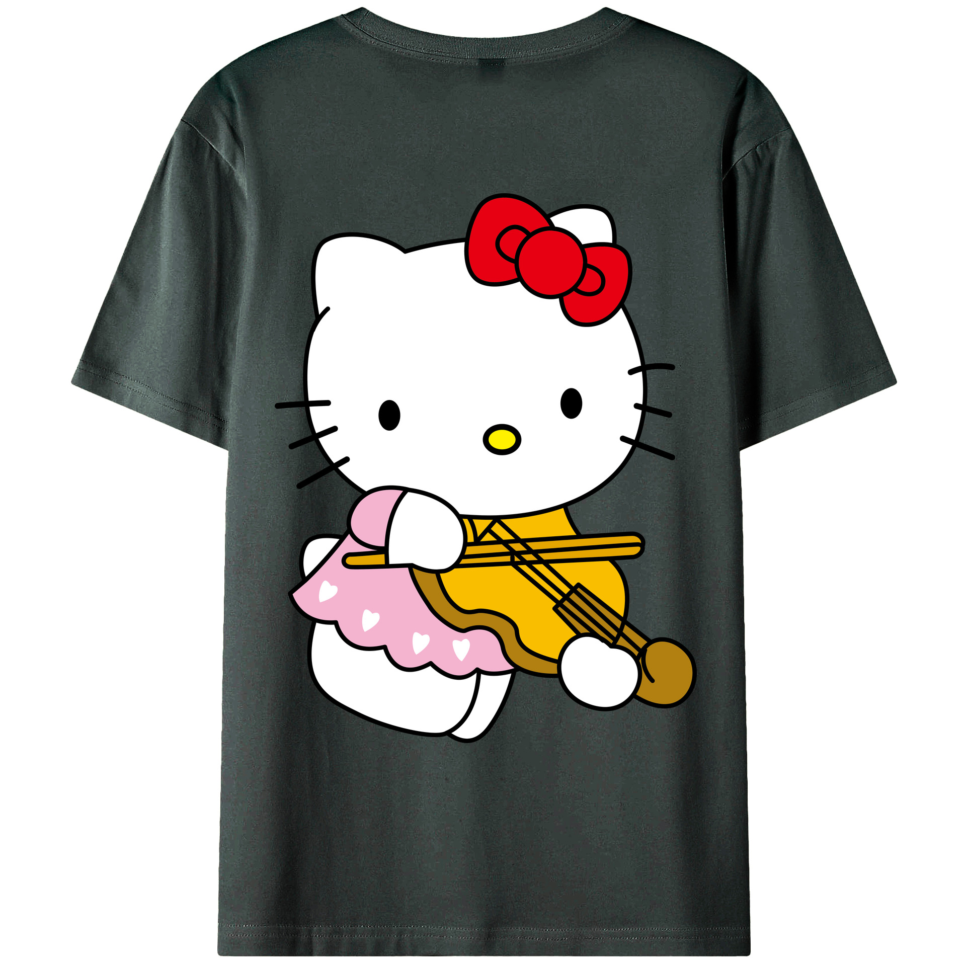 （画像用） Hello Kitty ハローキティ 綿100％ メンズ半袖Tシャツ（バックプリント） 通気性